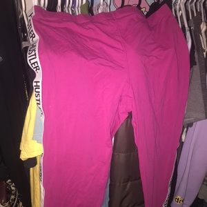 Hustler Hollywood women's hot pink contrast tape leggings 16 XL NEW NEVER WORN